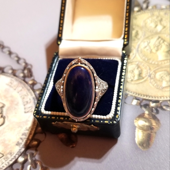 VTG FLIP RING Cameo/Onyx Sterling Silver Filigree - Picture 8 of 12